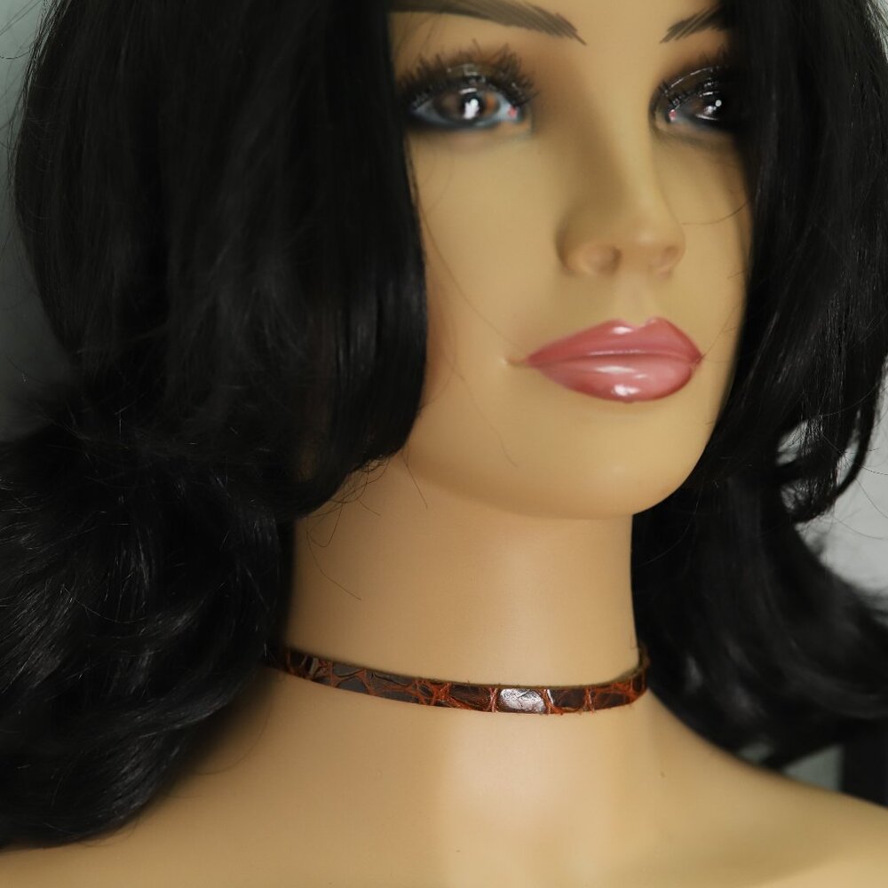 Brown Leather Choker Adjustable Genuine leather Chokers  (#18)